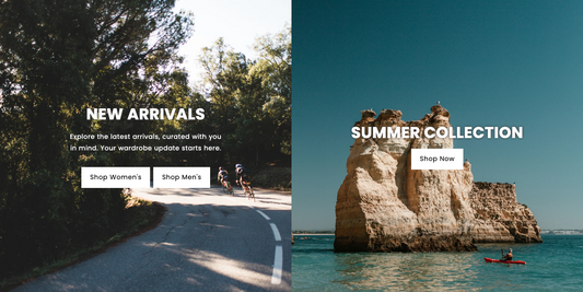 Shopify two-column section example showing text and image side-by-side.